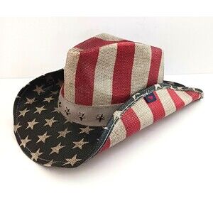 NWT Peter Grimm True Character Straw Hat Justice Drifter American Flag O/S